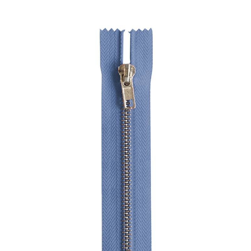 Fermeture jean bleu en métal doré 22 cm col 998 - Tissus Price